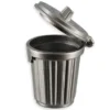 Abfalleimer aus Metall mit aufklappbarem Deckel - 1:12 - silber