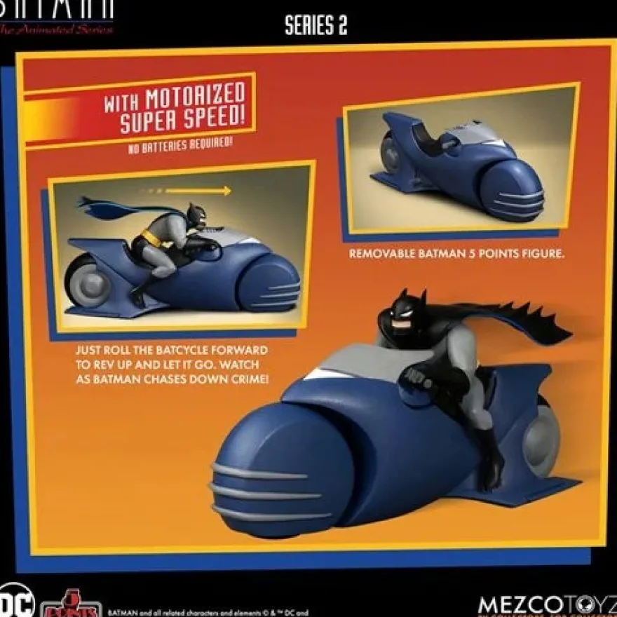 Batman The Animated Series 5 Points Actionfigur 9,5 cm Batman & Batcycle