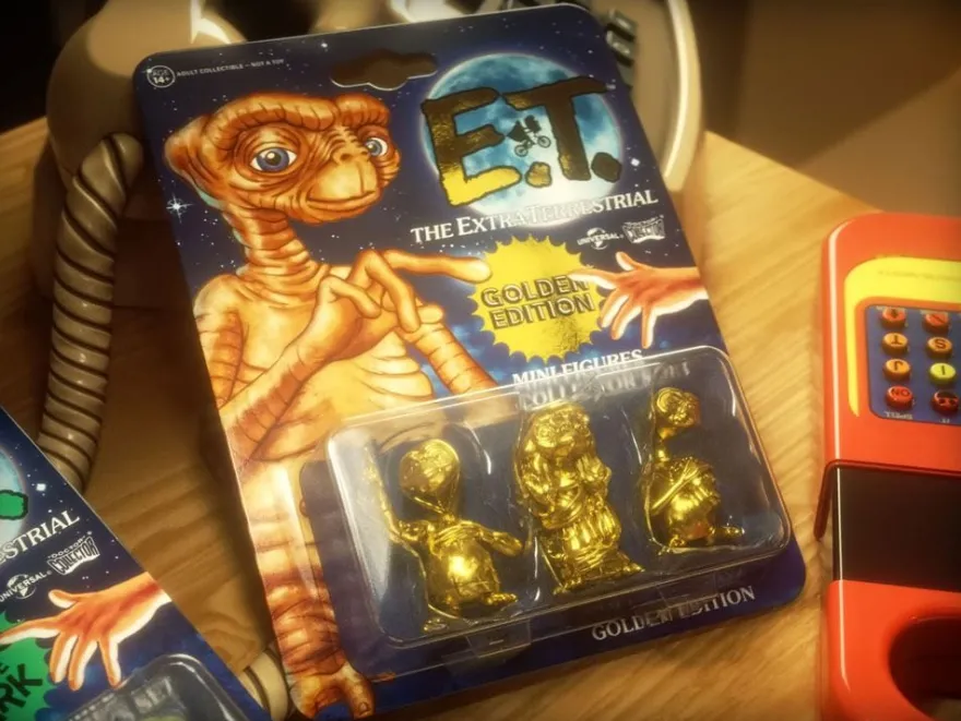 B-Ware E.T. Der Außerirdische Collector's Set Minifiguren 3er-Pack Golden Edition 5 cm - geknickte P