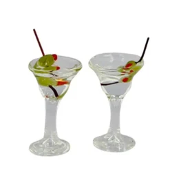 Cocktailgläser mit Oliven - Kunststoff - 1:12 - 2 Stück