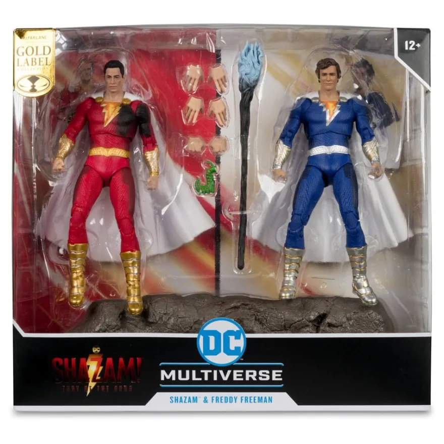 DC Multiverse Actionfiguren 2er-Pack Shazam (Battle Damage) & Freddie Freeman (Gold Label) 18 cm