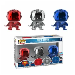 Justice League Funko Pop! Vinylfiguren Superman (Landing, Chrome) (3-Pack) Exclusive