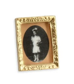 Kleiner Bilderrahmen aus Kunststoff - 1:12 - gold - 2 x 2,7 cm