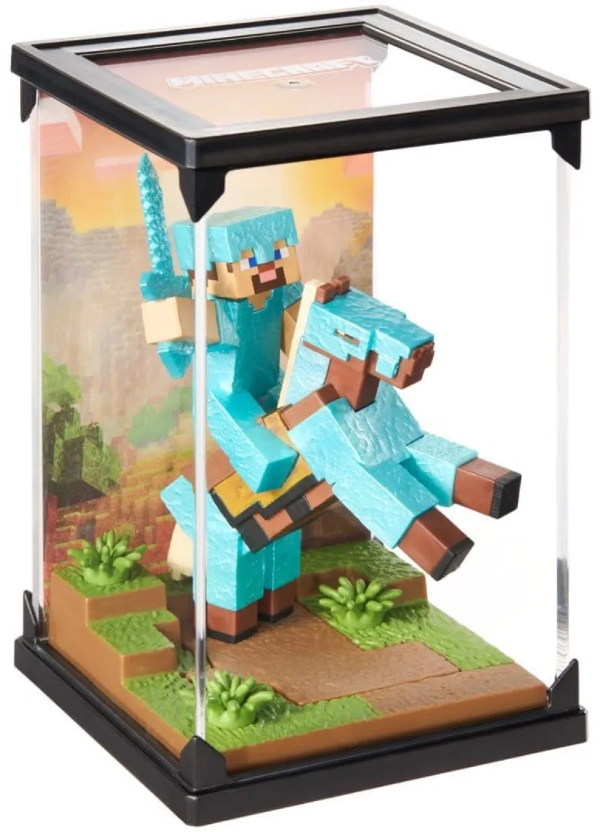 Minecraft Figur Diorama Diamond Armor Steve und Pferd 18 cm