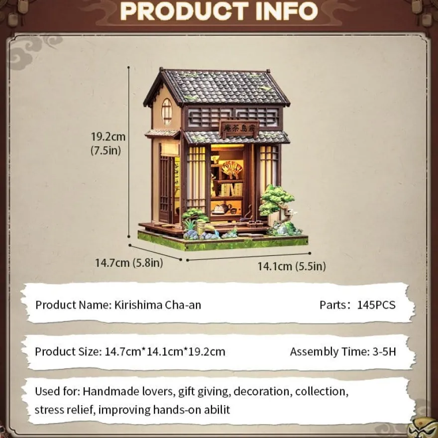 Miniature House Model Kit Kirishima Cha-an 19 x 14 cm