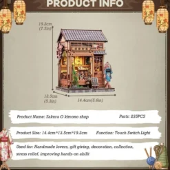 Miniature House Model Kit Sakura O Kimono Shop 19 x 14 cm