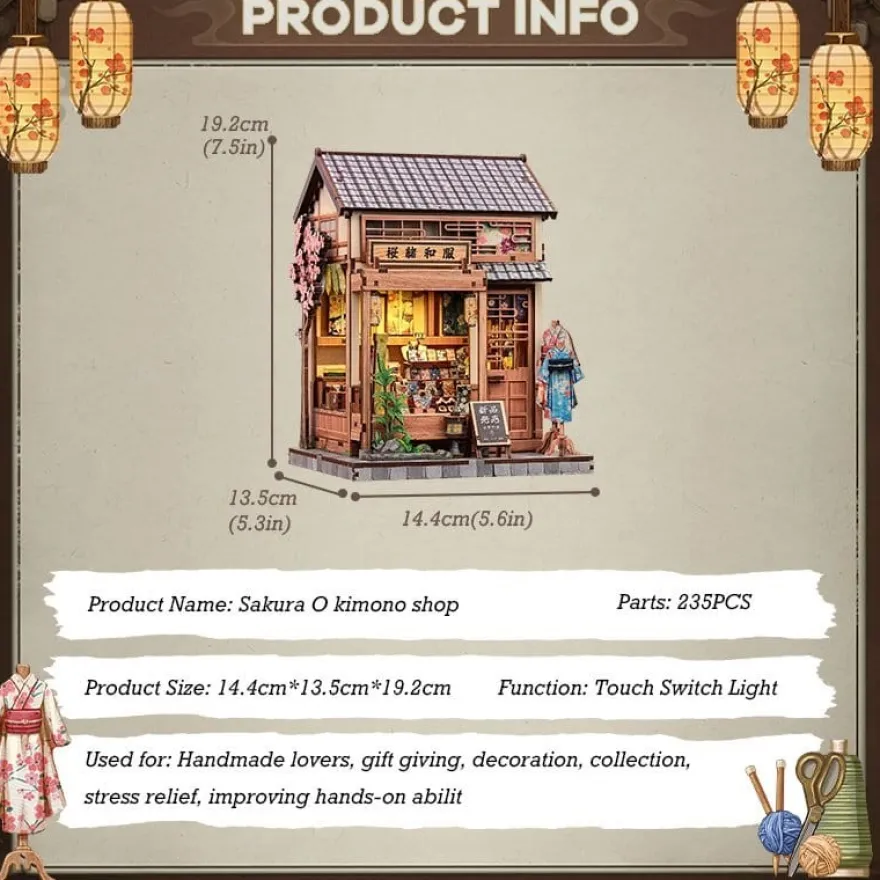 Miniature House Model Kit Sakura O Kimono Shop 19 x 14 cm