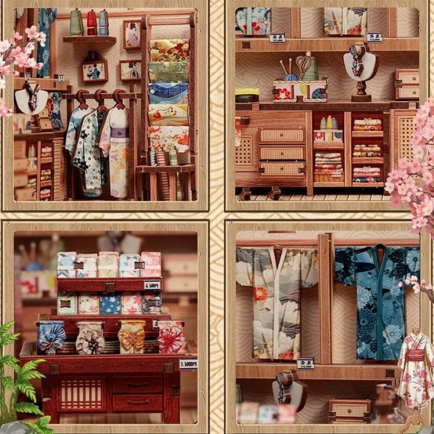 Miniature House Model Kit Sakura O Kimono Shop 19 x 14 cm