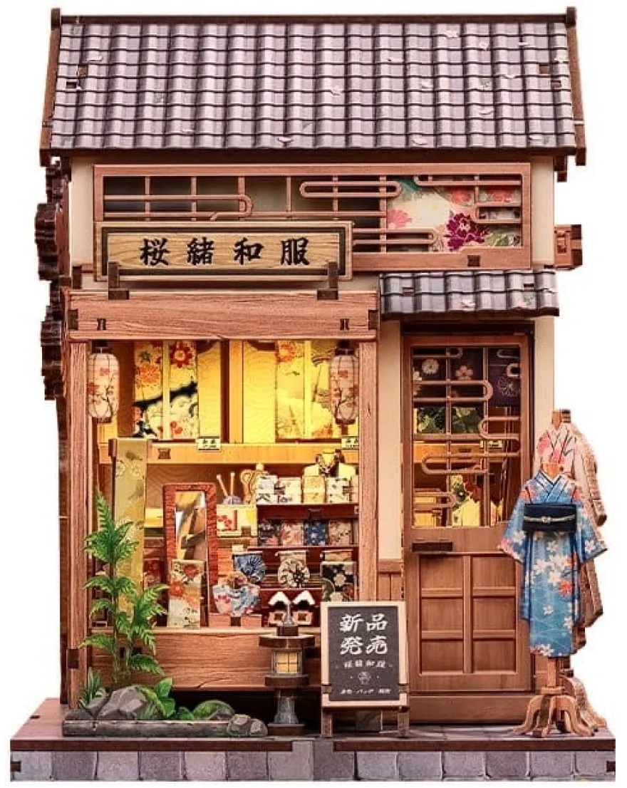 Miniature House Model Kit Sakura O Kimono Shop 19 x 14 cm