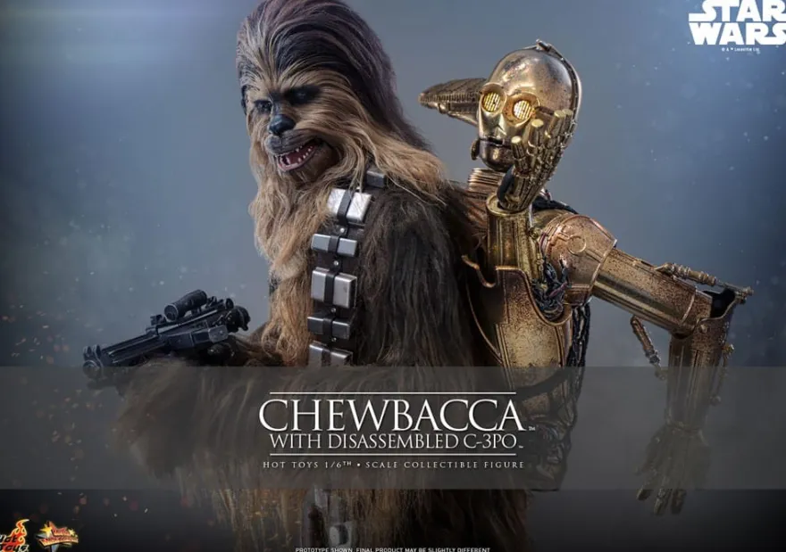 Star Wars Episode V Movie Masterpiece Actionfigur 1/6 Chewbacca with Disassembled C-3PO 36 cm