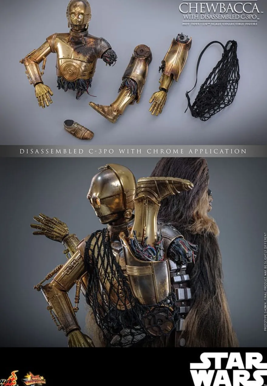 Star Wars Episode V Movie Masterpiece Actionfigur 1/6 Chewbacca with Disassembled C-3PO 36 cm