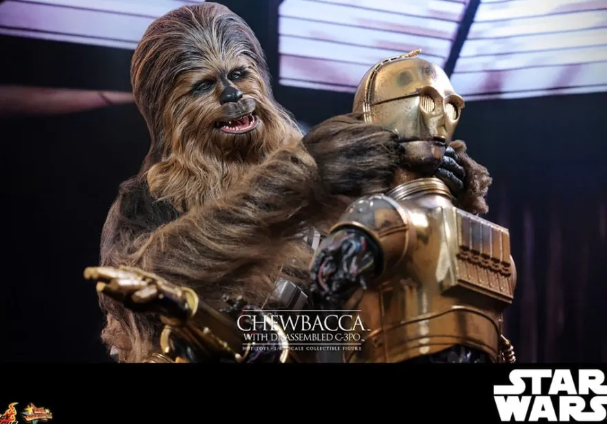 Star Wars Episode V Movie Masterpiece Actionfigur 1/6 Chewbacca with Disassembled C-3PO 36 cm
