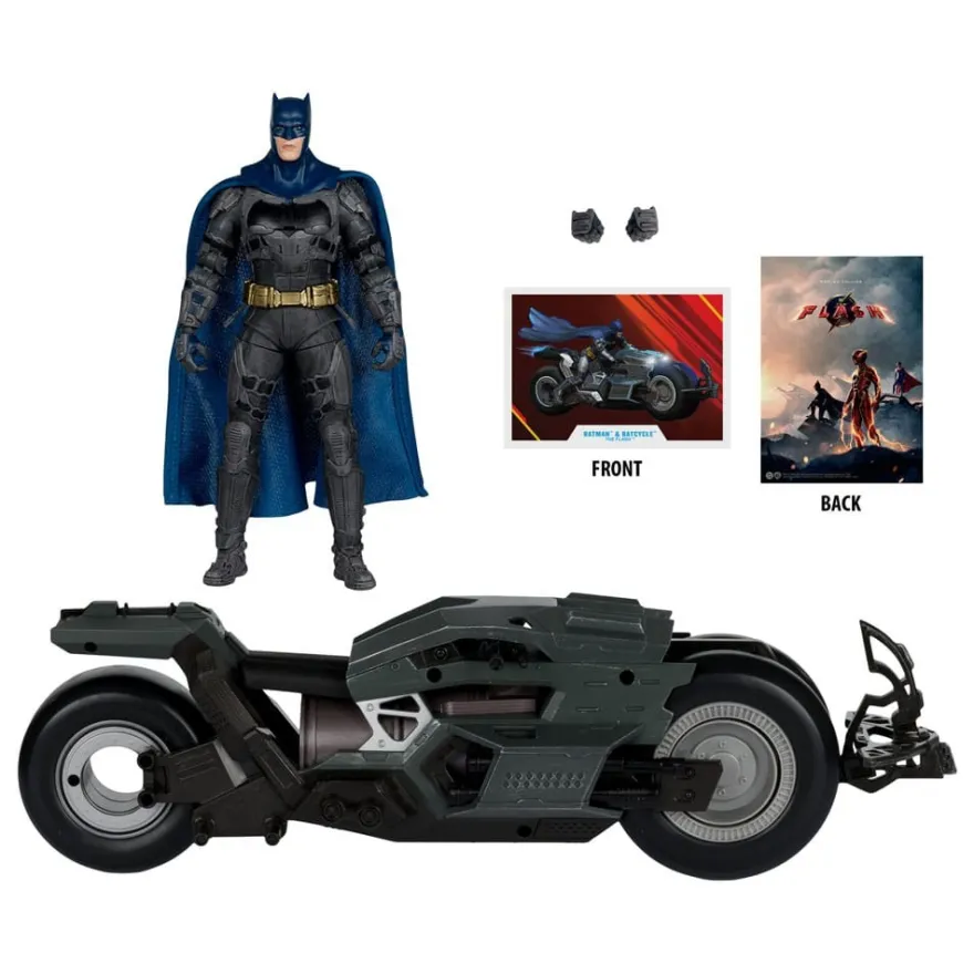 The Flash DC Multiverse Fahrzeug Batcycle with Batman