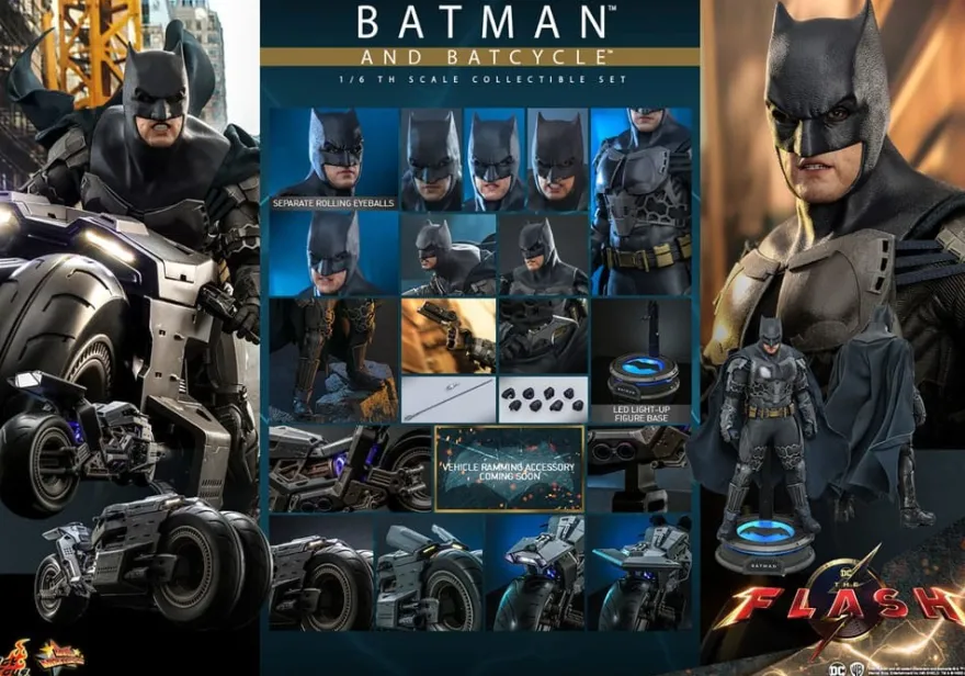 The Flash Movie Masterpiece Actionfigur mit Fahrzeug 1/6 Batman & Batcycle Set 30 cm