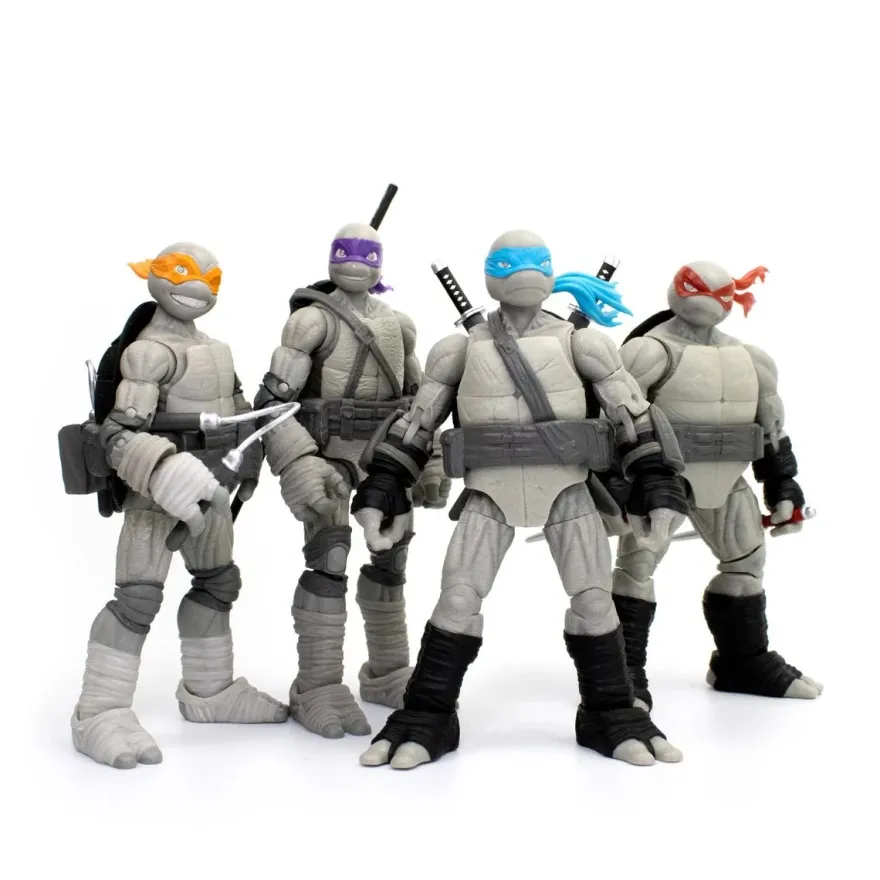 TMNT BST AXN Turtles IDW Comic Black and White 5-Inch Actiofigur 4-Pack - SDCC 2023 Exclusive