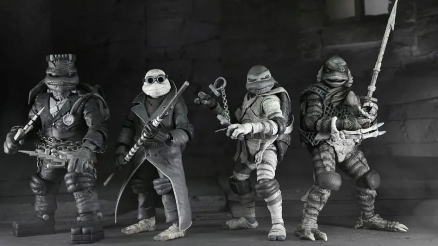Universal Monsters x Teenage Mutant Ninja Turtles Actionfiguren 4er-Pack Turtles Black & White 18 cm